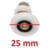 Pojezdové kolečko do sprchového koutu - bez ohybu 25 mm